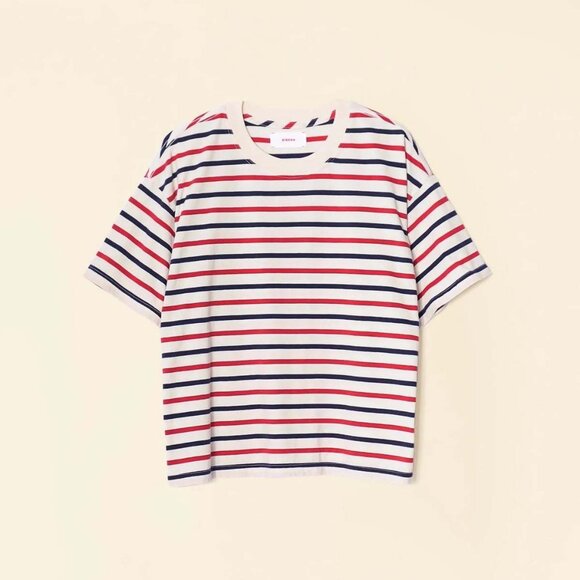 NWT Xirena Palmer Tee Navy/Red Striped L - Picture 1 of 4